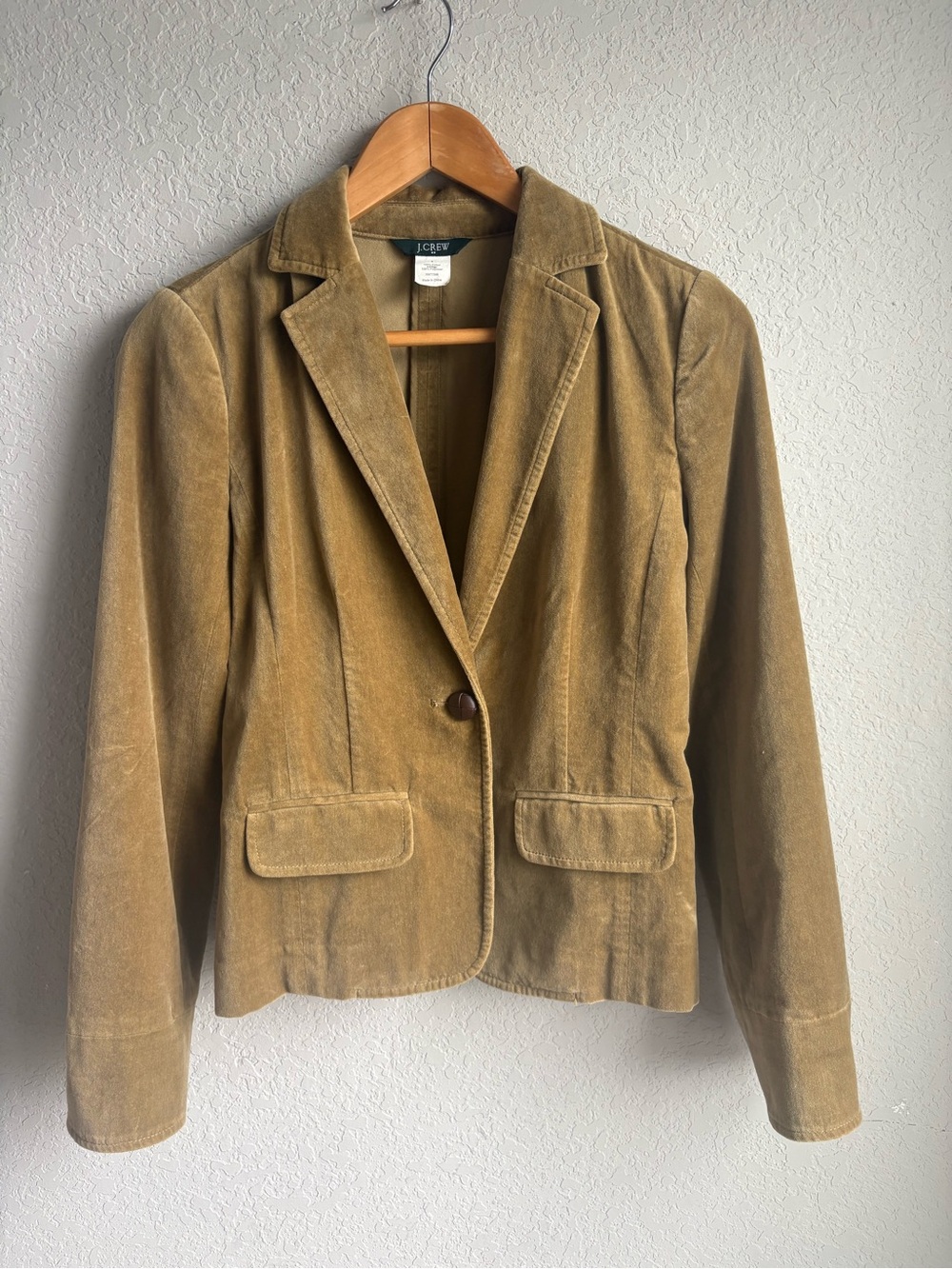 J.Crew Camel Moleskin Cotton Blazer Velvet Jacket size 2 tailored jacket